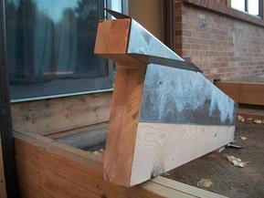 End view of board to be placed under the sliding glass door sill.