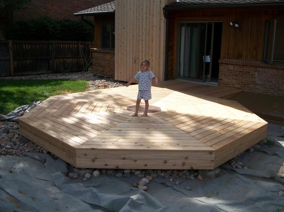 View of deck with fascia boards added.