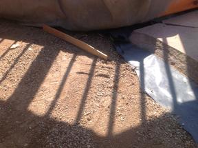 Leveling crusher fine base for flagstone patio.