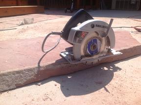 Setting the circular saw cut depth.