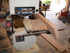 First view of band saw jig for post notch cut.